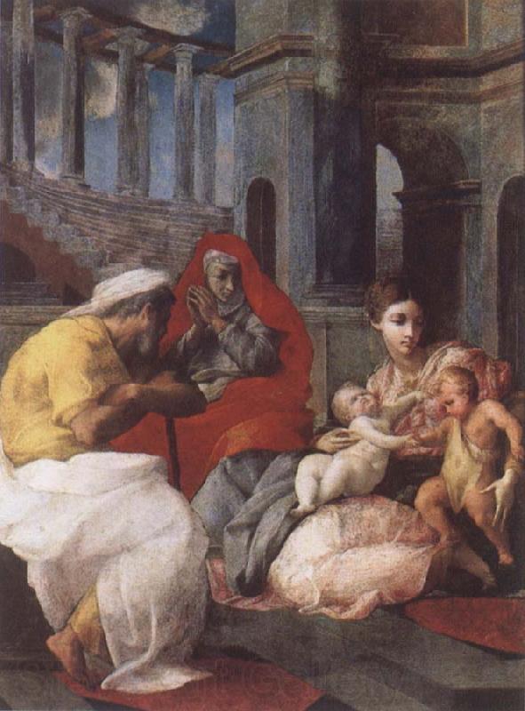 Francesco Primaticcio The Holy family with St.Elisabeth and St.John t he Baptist Spain oil painting art
